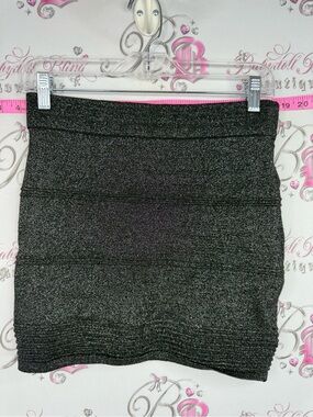 Material Girl skirt sparkly Metallic Black Knit Mini Skirt